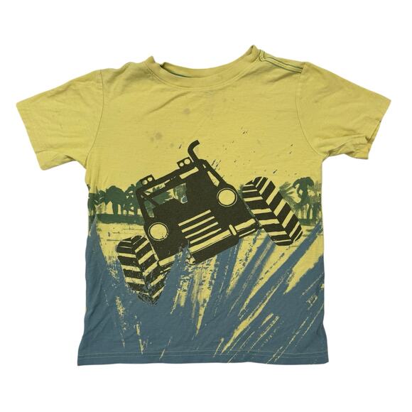 TEA COLLECTION Off Road Truck Yellow Tee Size 8 Kids #8S22121R USA Blue Splash - Picture 1 of 6